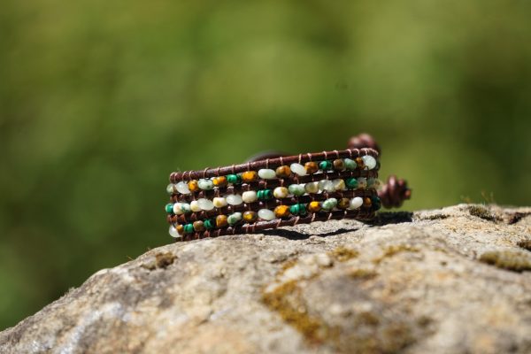 Autumn Leaf Leather Bead Bracelet