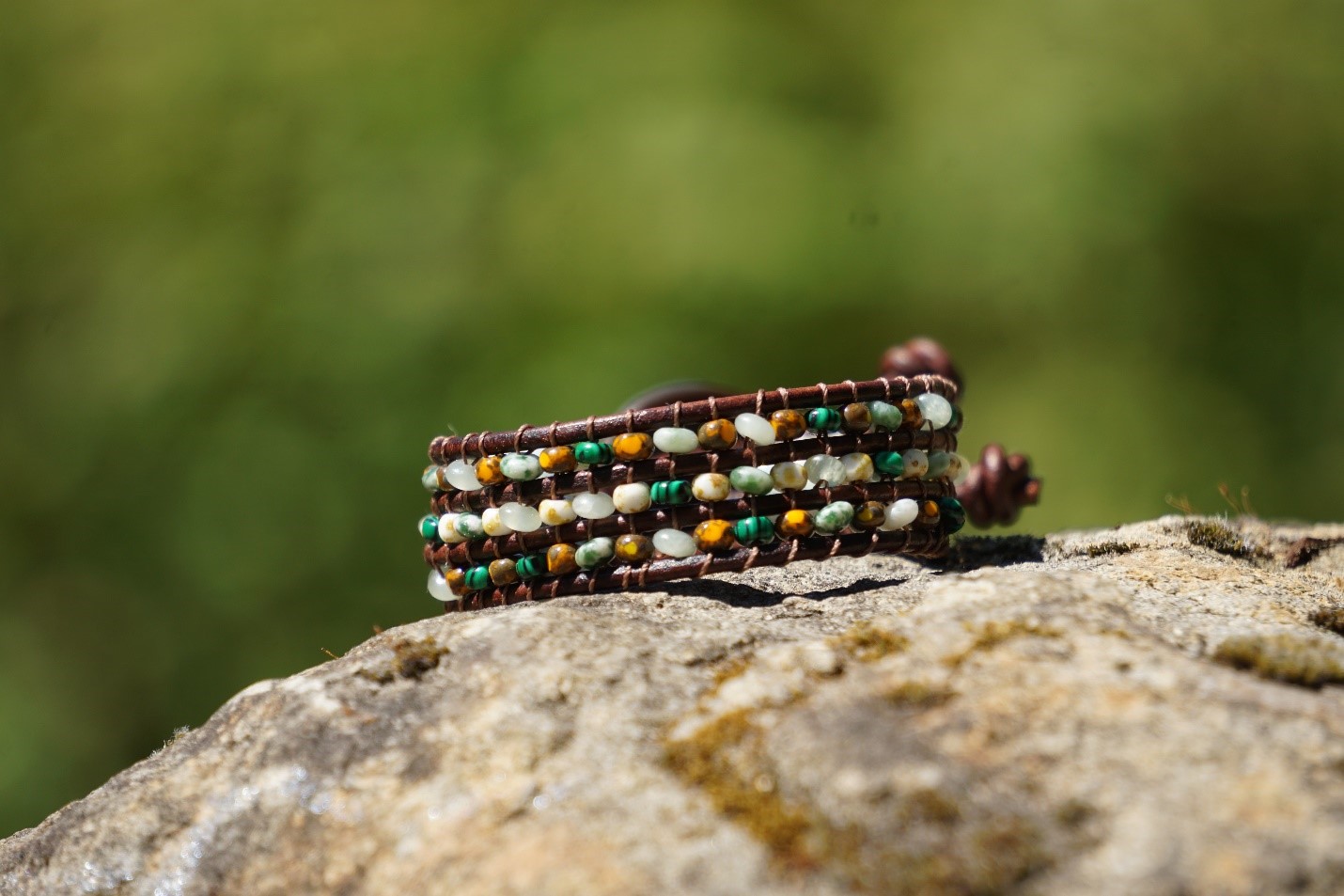 Autumn Leaf Leather Bead Bracelet