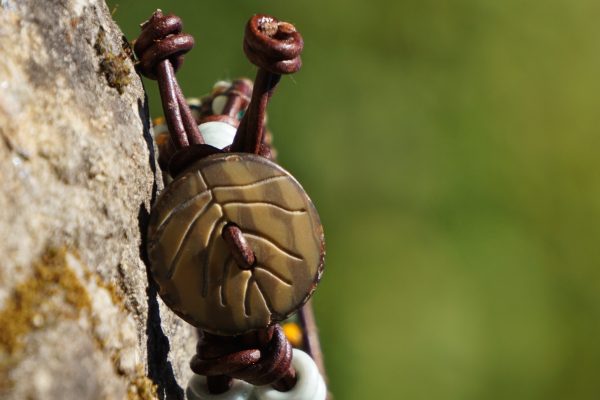 Autumn Leaf Leather Bead Bracelet - Image 3