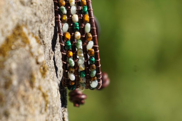Autumn Leaf Leather Bead Bracelet - Image 4