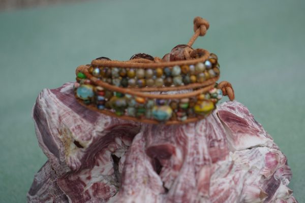 Golden Horizon Multicolor Czech Bead Bracelet
