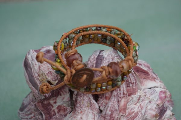 Golden Horizon Multicolor Czech Bead Bracelet - Image 3