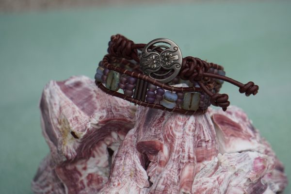 Lavender Bloom Silver Flower Wrap Bracelet - Image 2