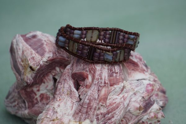 Lavender Bloom Silver Flower Wrap Bracelet - Image 3