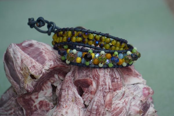Silver Horizon Multicolor Leather Wrap Bracelet - Image 2