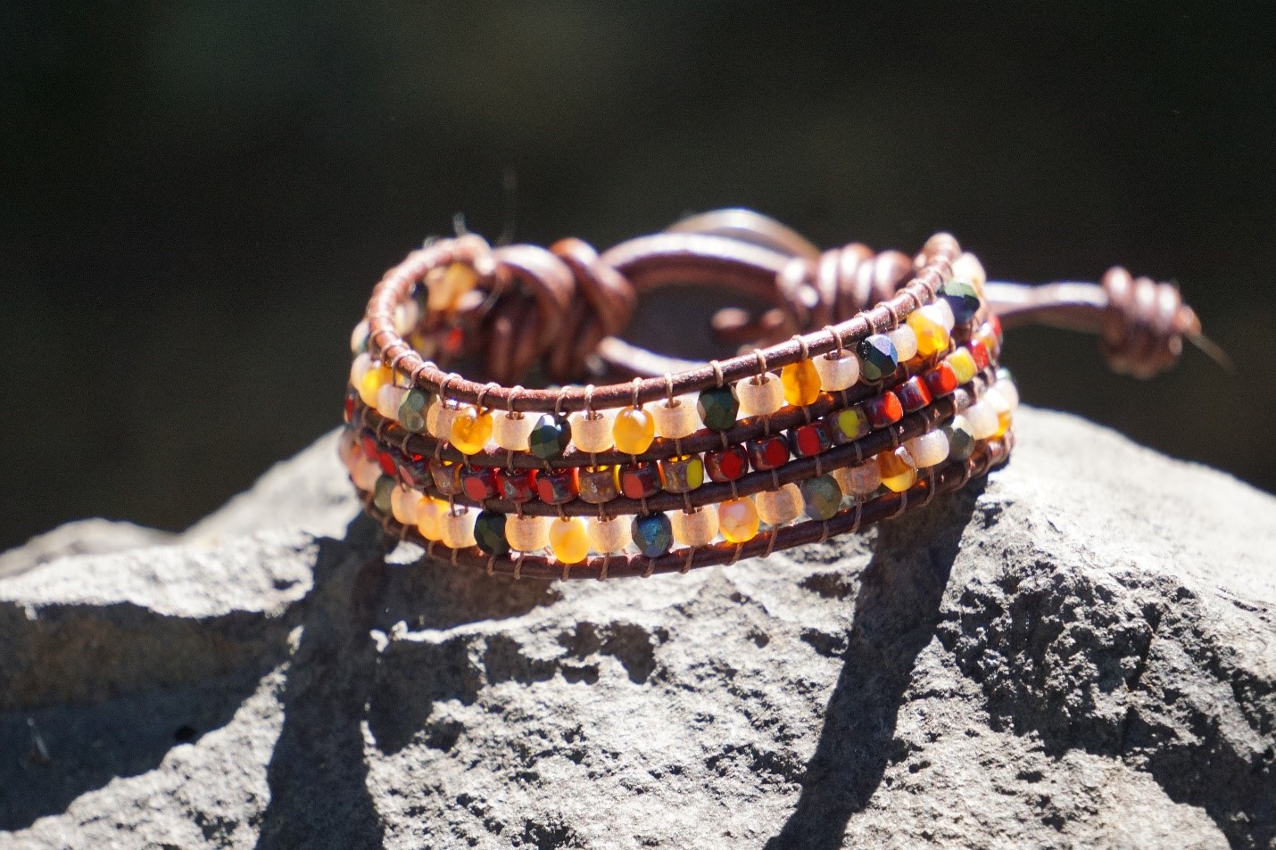 Wooden Leaf Button Bracelet