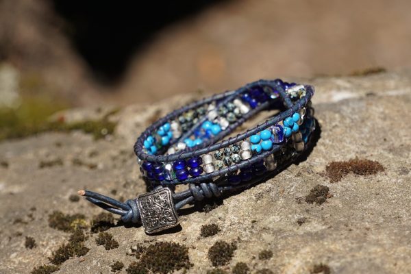 Silver Button & Mixed Czech Glass Beads Bracelet - Image 2